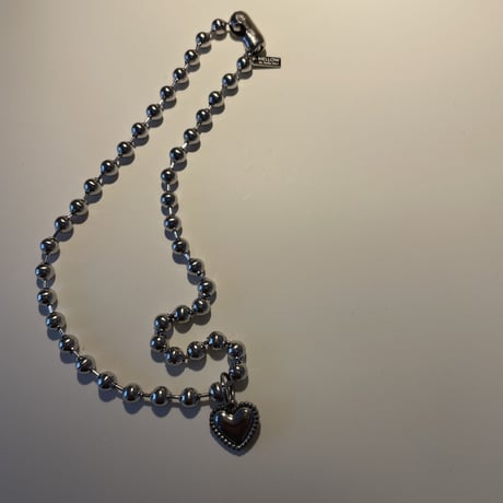 Ball chain heart charm necklace 6mm 40cm silver 304L