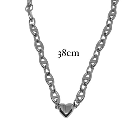 Block chain heart necklace silver 304L