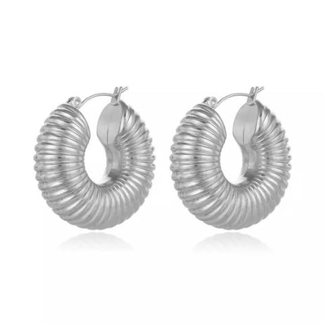 Hollowout hoop pierce silver 316L