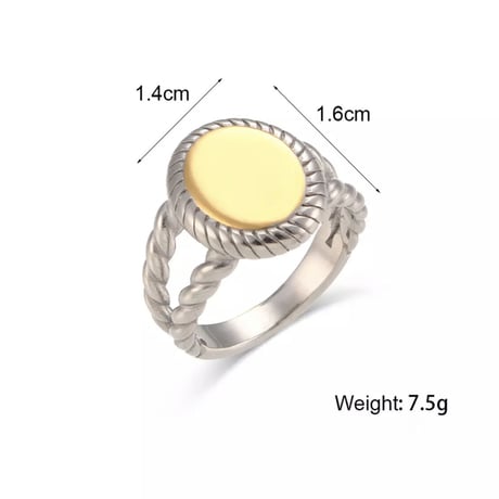 Mirror ellipse ring gold 316L
