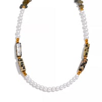 Artificial pearls natural stone necklace brown 316L