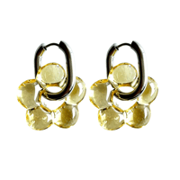 Glass flower hoop pierce yellow×silver 316L