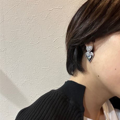 Double heart pierce silver 316L