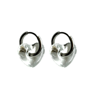 Glass putit heart hoop pierce clear×silver 316L