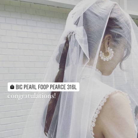 【峯岸みなみさま着用】Big pearl hoop pierce gold 316L