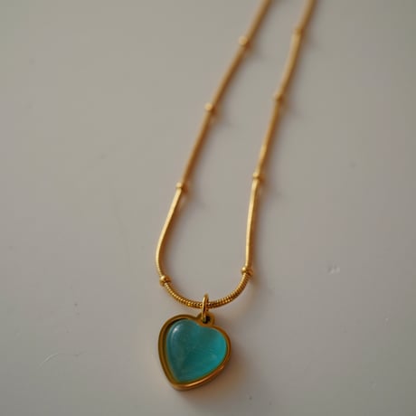 Vintage blue opal chain necklace gold 316L