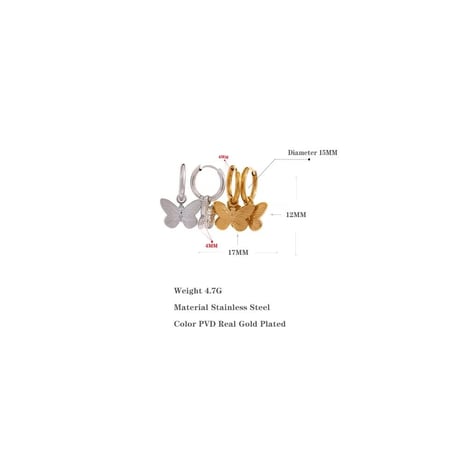 Putit butterfly hoop piearce silver 316L