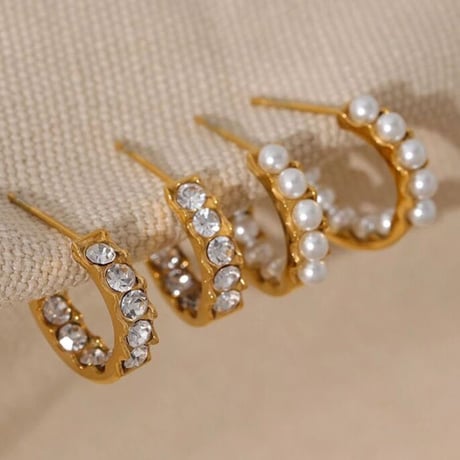 Putit c-shaped zircon piearce gold  316L