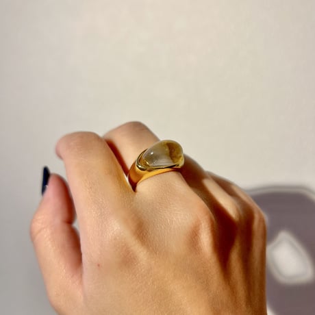 Clear resin round ring gold 316L