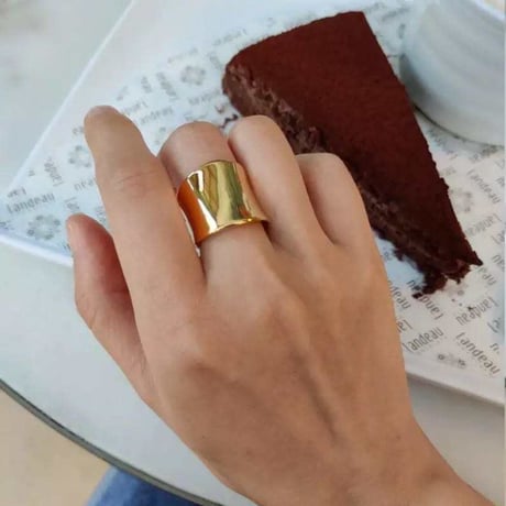 Cube thick ring gold 316L