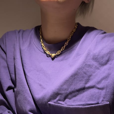 Block chain heart necklace gold 304L