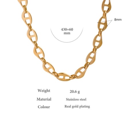Wedge chain necklace gold 316L