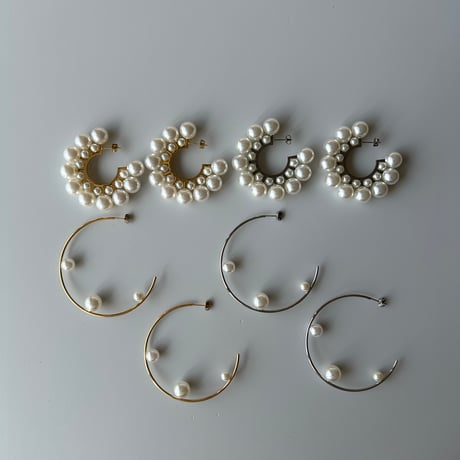 Big pearl hoop pierce silver 316L