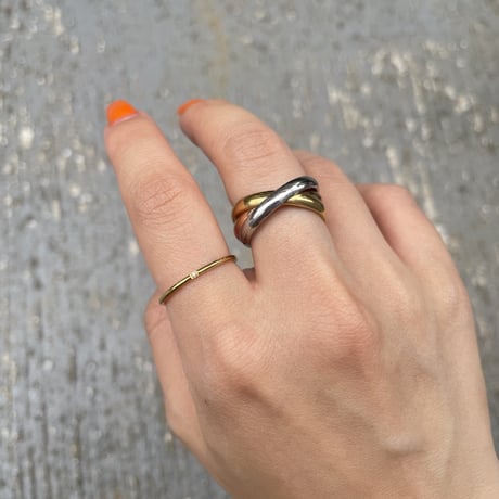 Minimal thin 1mm ring set  gold 316L