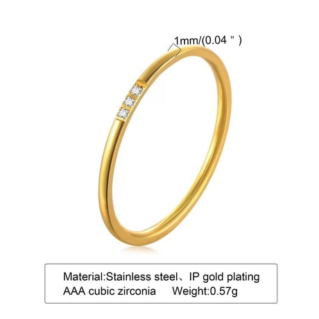 Minimal thin 1mm ring set  gold 316L