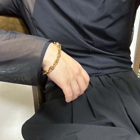 Block chain ball bracelet gold 304L
