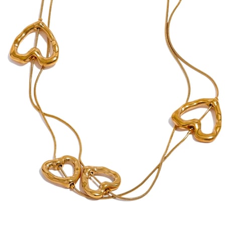 Snake chain heart necklace gold 304L