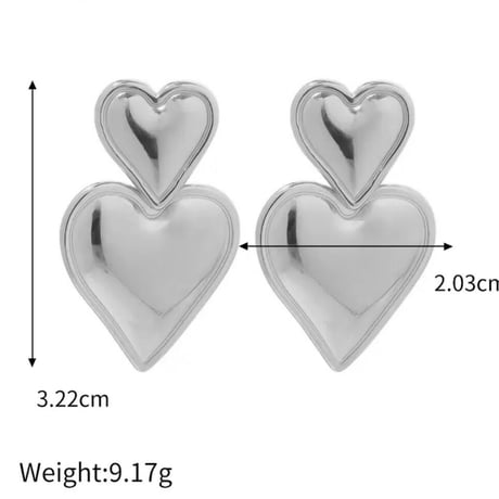 Double heart pierce silver 316L