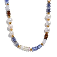 Fresh pearl lapislazuli necklace gold 316L