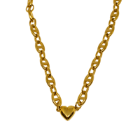 Block chain heart necklace gold 304L