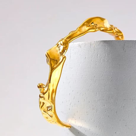 Irregular geometry open bracelet gold 316L