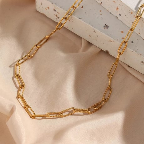 Thin twist chain necklace gold 316L