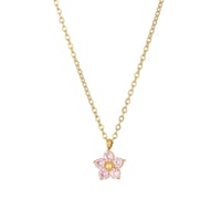 Putit zircon flower necklace pink 316L