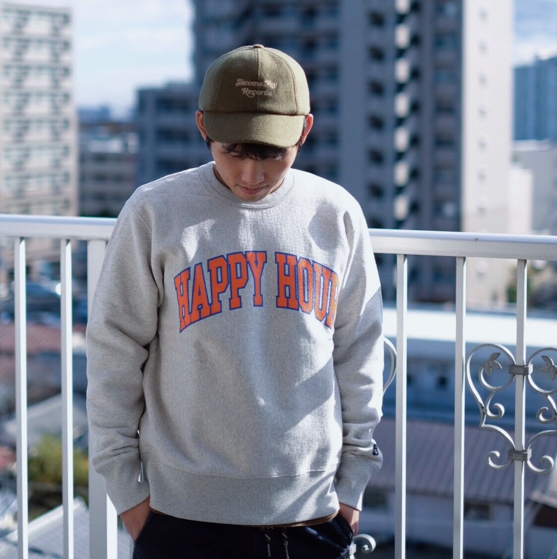 HAPPY HOUR COLLEGE LOGO SWEAT SHIRT by Tacomafuji Records