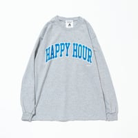 HAPPY HOUR COLLEGE LOGO LS SHIRT Gray by Tacomafuji Records