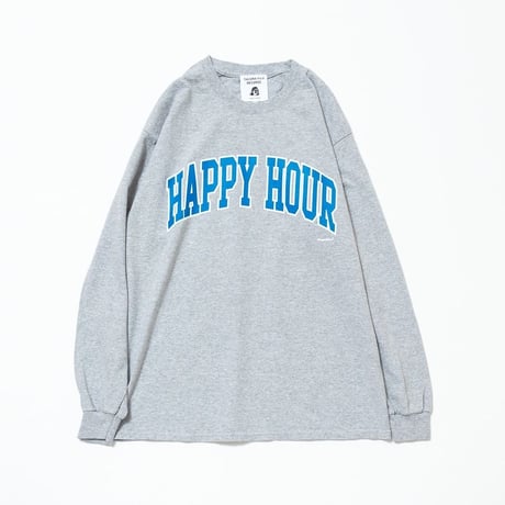 HAPPY HOUR COLLEGE LOGO LS SHIRT Gray by Tacomafuji Records