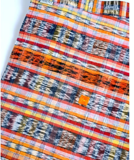 コルテスカートL/カラフル絣/四角刺繍入/オレンジ4237