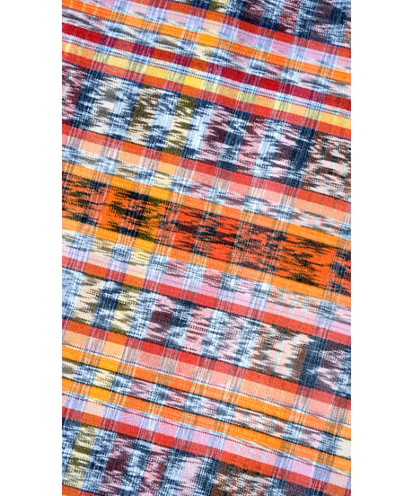 コルテスカートL/カラフル絣/四角刺繍入/オレンジ4237