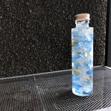 ハーバリウム【ミモザ】シリンダーボトル　blue