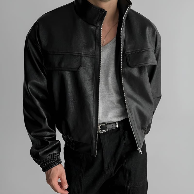 📍【最新作】-SIMZ- ミニマルレザー・ブルゾン | BlackList