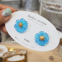ピアス：フラワーblue（Atelier morino）