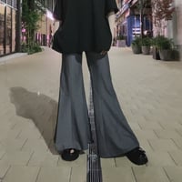 【i∀ri 】Shiny gray flare pants