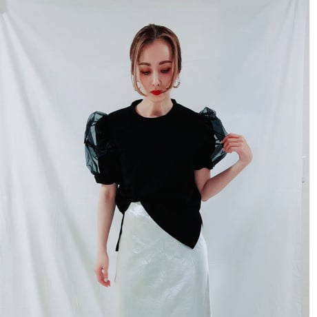 See-through puff sleeve tee