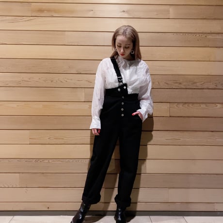 【i∀ri 】One shoulder black denim