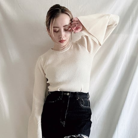 rib flare sleeve tops