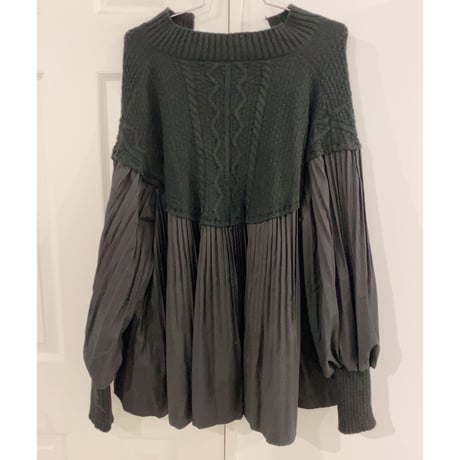 【i∀ri 】Knit mix dress shirt
