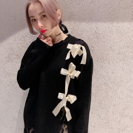 【i∀ri 】ribbon mix knit