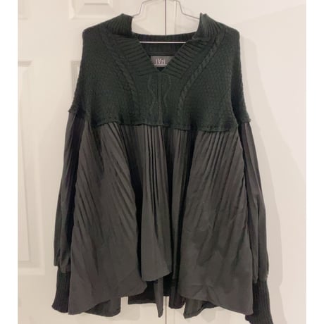 【i∀ri 】Knit mix dress shirt