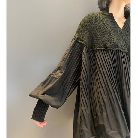 【i∀ri 】Knit mix dress shirt