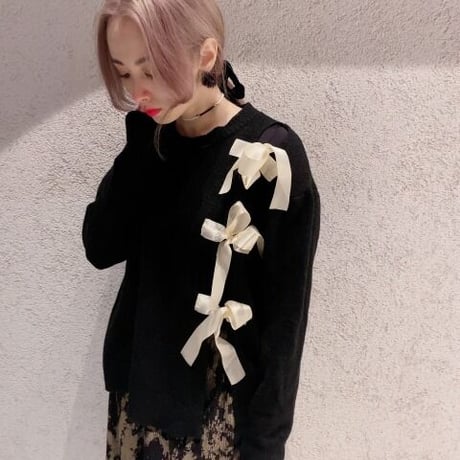 【i∀ri 】ribbon mix knit