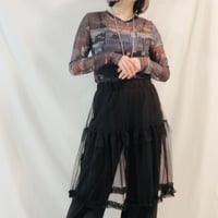 Tulle layered slacks pants