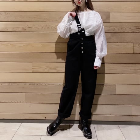 【i∀ri 】One shoulder black denim