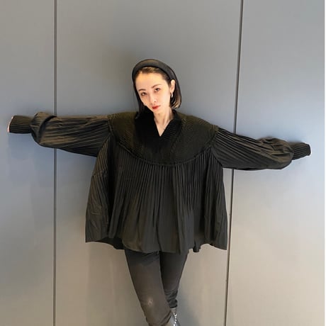 【i∀ri 】Knit mix dress shirt
