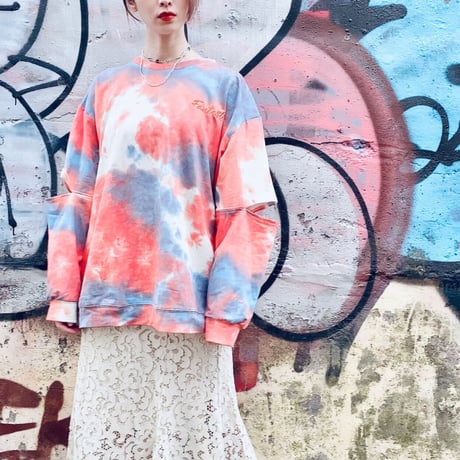 【i∀ri 】Blood orange tiedye sweat