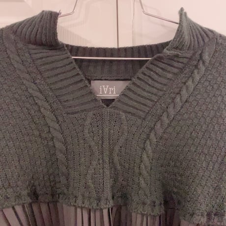【i∀ri 】Knit mix dress shirt