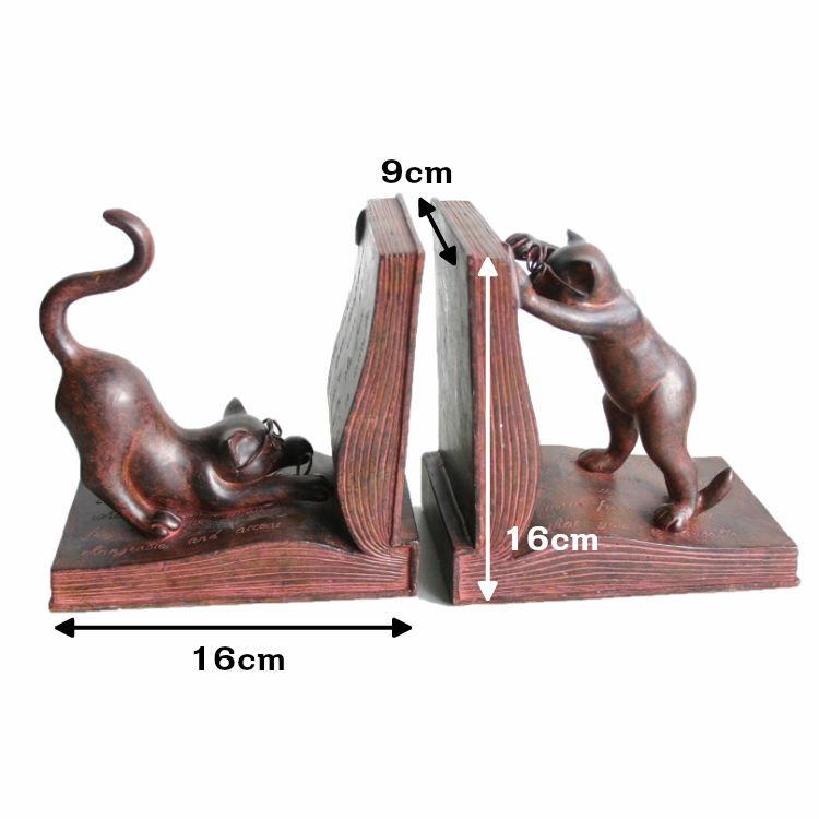 彩か(Saika）Rust 学者猫ブックエンド CCl-24 本立て 猫のオブジェ